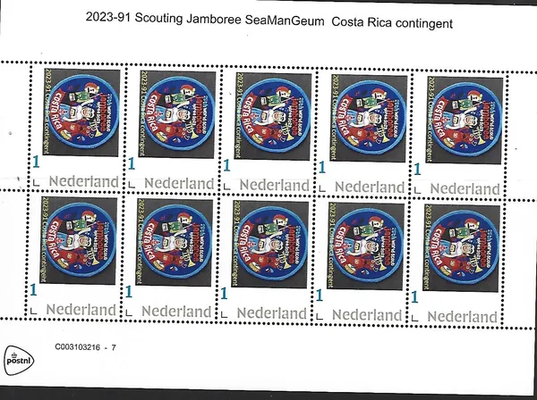 Netherlands 2023-91 Scouting Jamboree SeaManGeum Costa Rica sheetlet contingent sheetlet MNH
