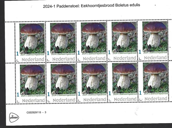 Netherlands 2024-1 Mushroom: Squirrel's Bread sheet MNH