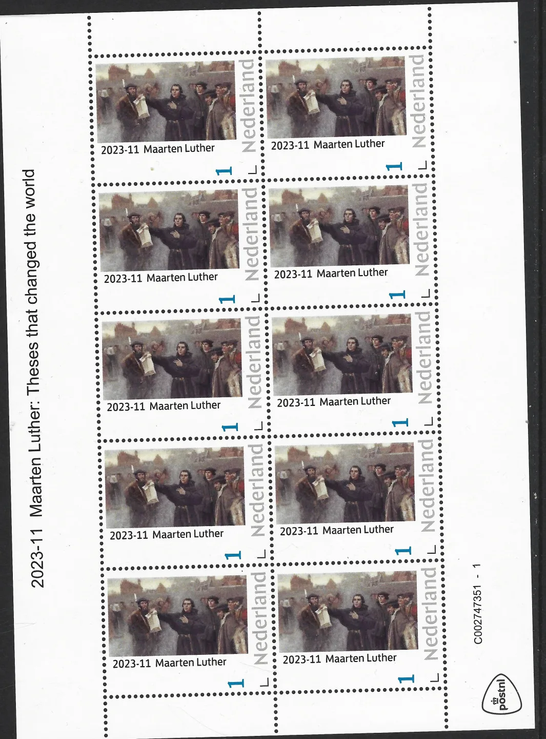 Niederlande 2023-11 Martin Luther Thesen, die die Welt veränderten Blocklet postfrisch/mnh