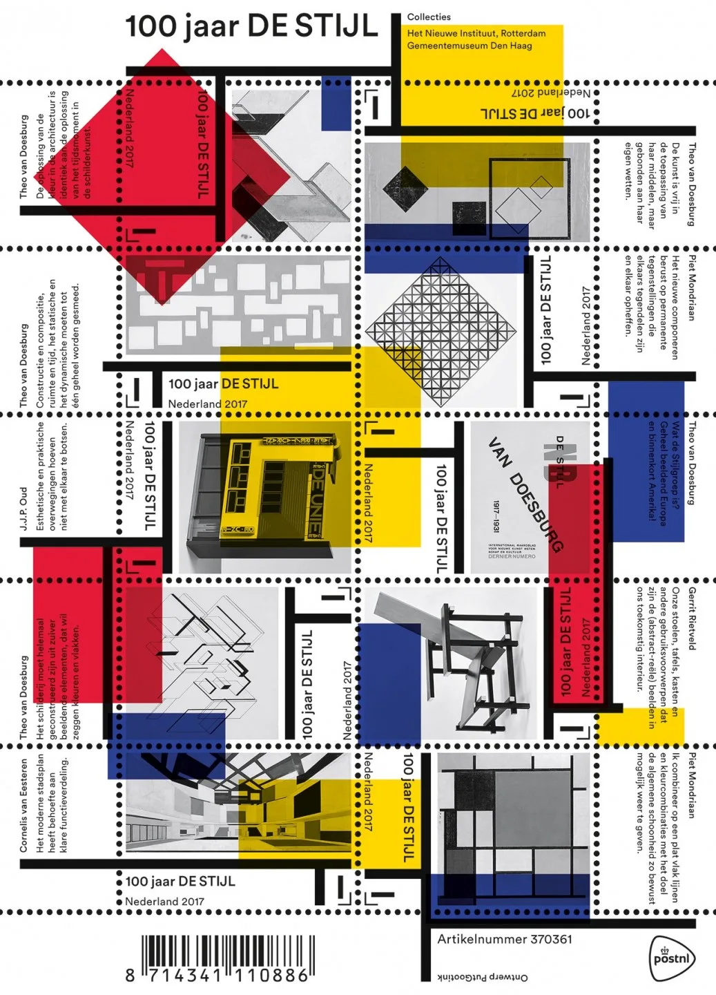 NEDERLAND 3515-3524 De Stijl kunst velletje-sheetlet 2017 postfris-mnh