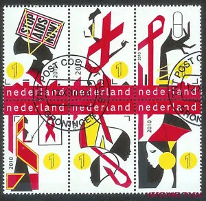 Netherlands 2770-2775 Stop Aids (se-tenant) series 2010 used