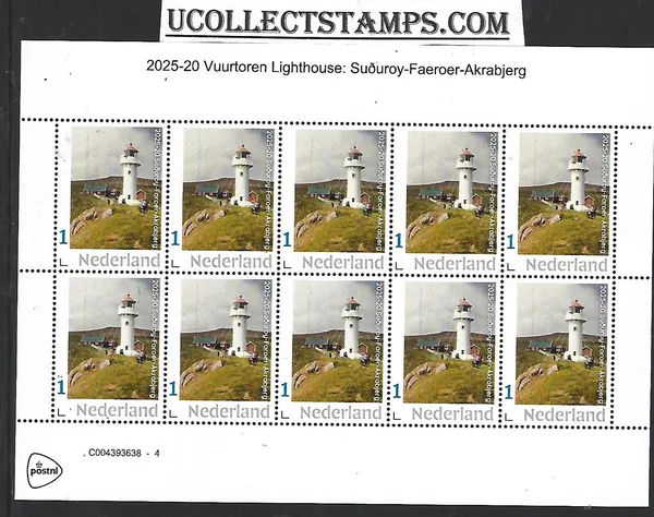 Nederland 2025-20 Vuurtoren Lighthouse: Suðuroy-Faeroer-Akrabjerg sheet postfris/mnh