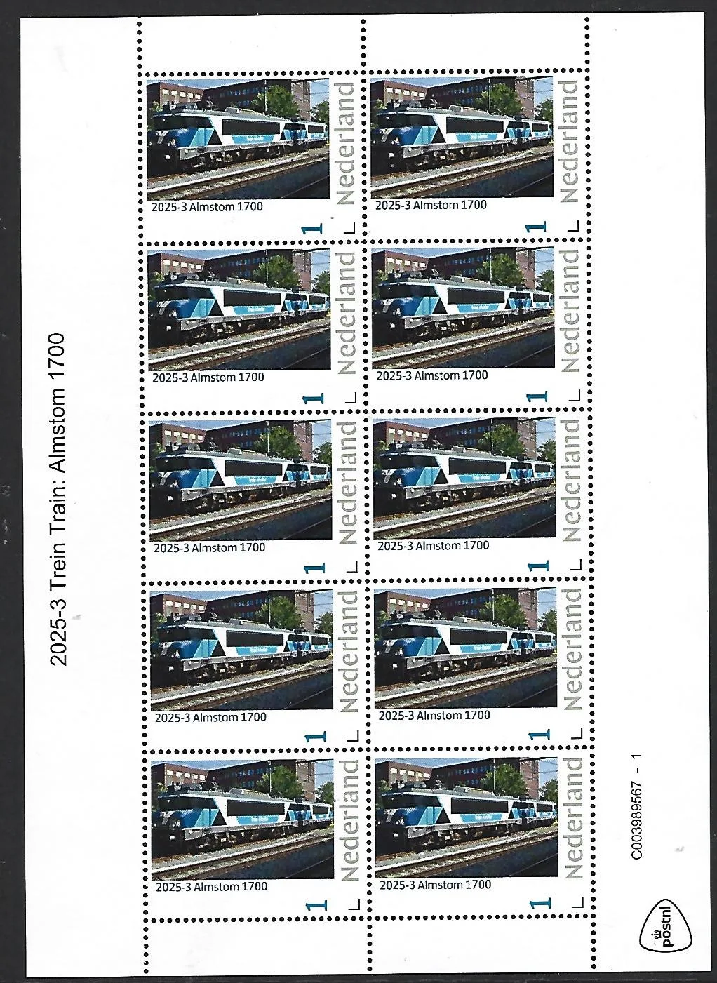 Netherlands 2025-3 Train: Alstom 1700 sheetlet MNH