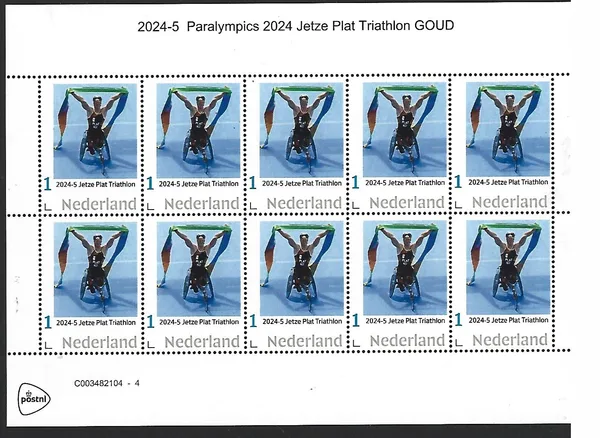 Netherlands 2024-5 Paralympics Jetze Plat Triathlon sheetlet MNH
