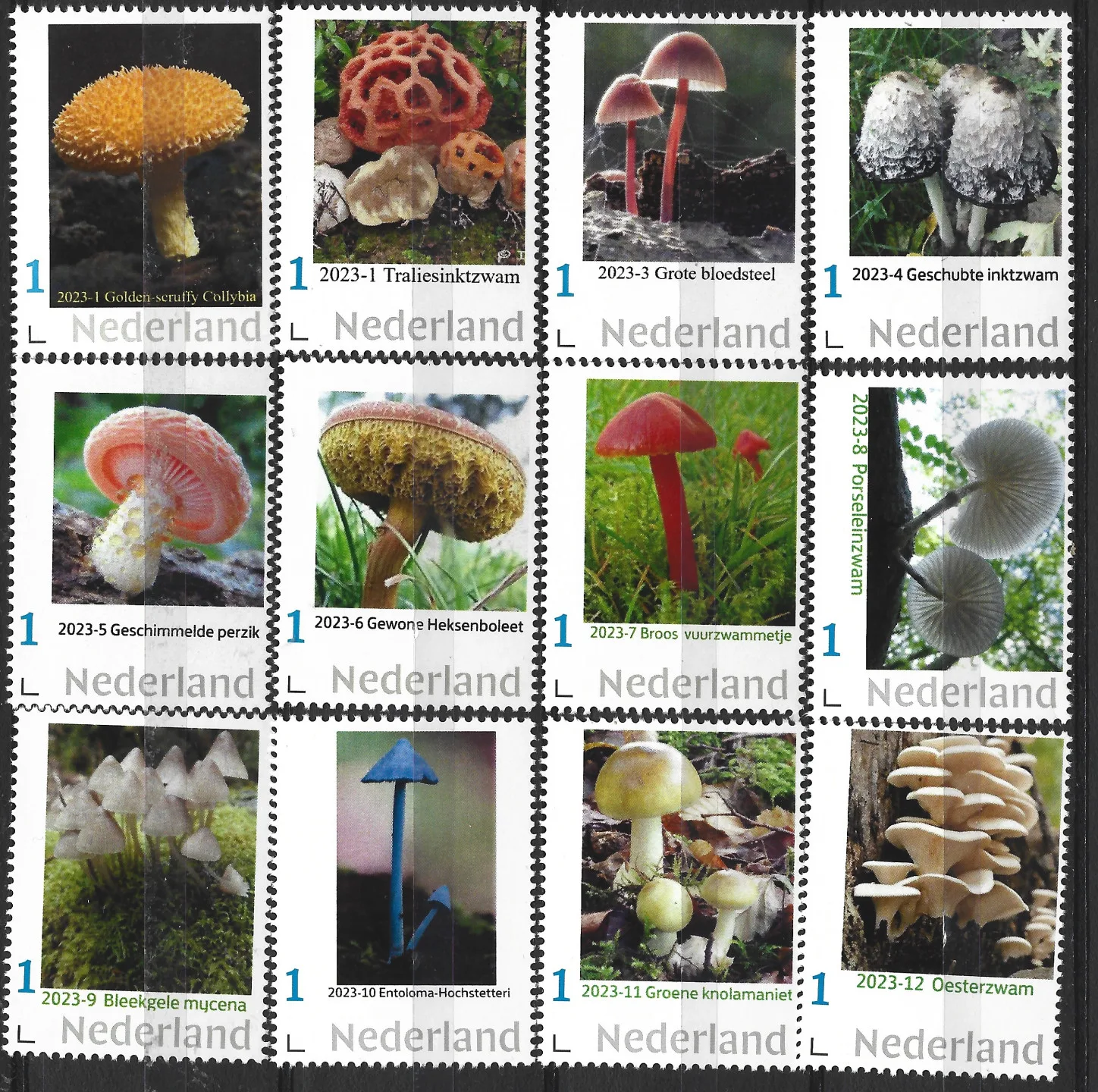 Pays-Bas 2023 Champignons - Ensemble complet de l'année postfris/mnh