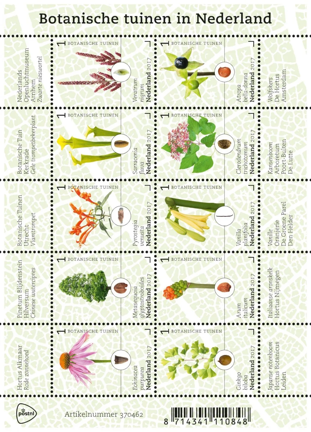 NETHERLANDS 3525-3534 Botanical gardens flowers sheetlet 2017 MNH
