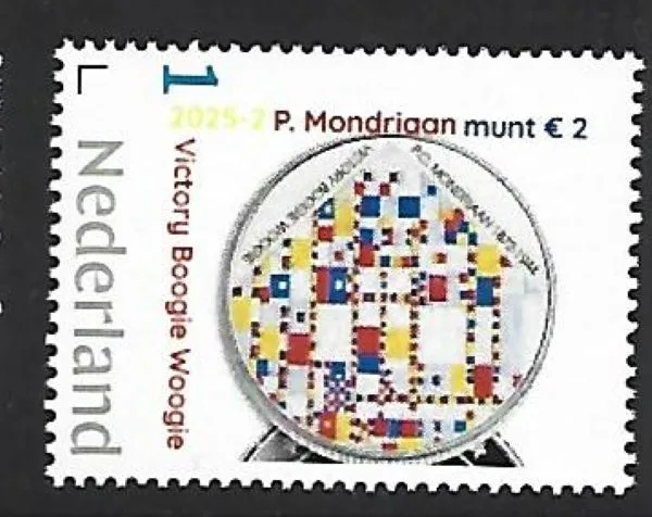 Netherlands 2025-2 P. Mondriaan: Victory Boogie Woogie munt coin €2 MNH