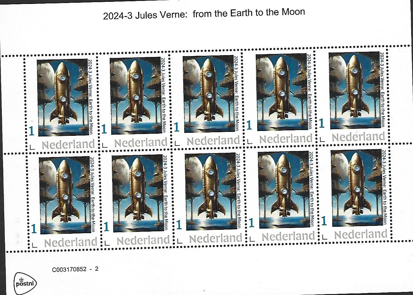 Niederlande 2024-3 Jules Verne: Earth to the Moon Blockmarke postfrisch/mnh