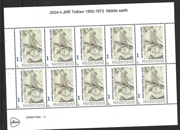 Netherlands 2024-4 JRR Tolkien Middle-earth sheetlet MNH