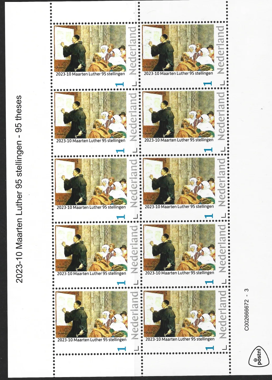 Pays-Bas 2023-10 Martin Luther 95 thèses feuille-bloc neuf/NSC