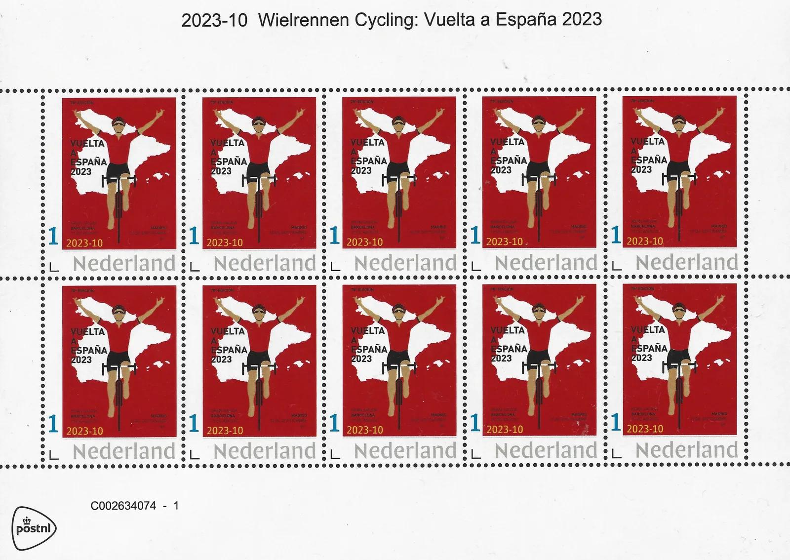 Niederlande 2023-10 Radsport - Vuelta Espana 2023 Vel-Blockmarkenheft postfrisch/mnh