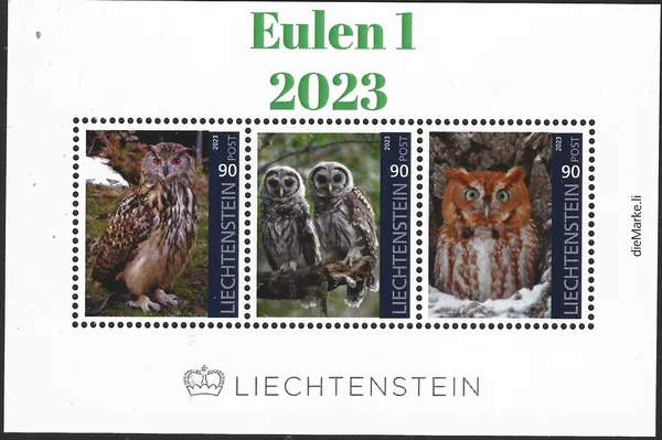 Liechtenstein 2023 Uilen Owls Eulen 1 blok-m/s postfris/mnh