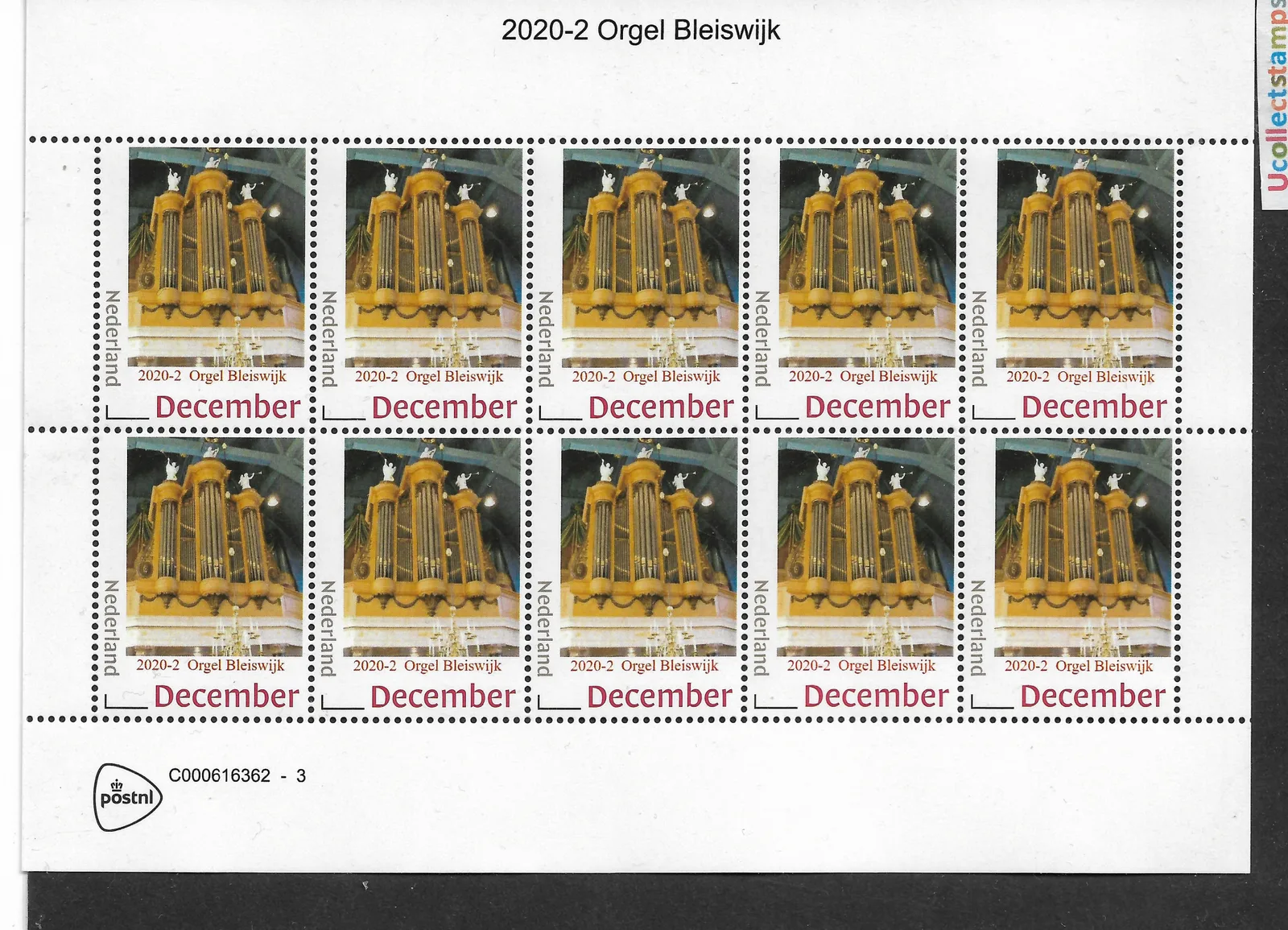 Niederlande 2020-2 a Orgel Bleiswijk (Nachdruck 1) Blatt postfrisch/mnh