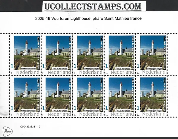 Nederland 2025-19 Vuurtoren Lighthouse: Phare St Mathieu France sheet postfris/mnh