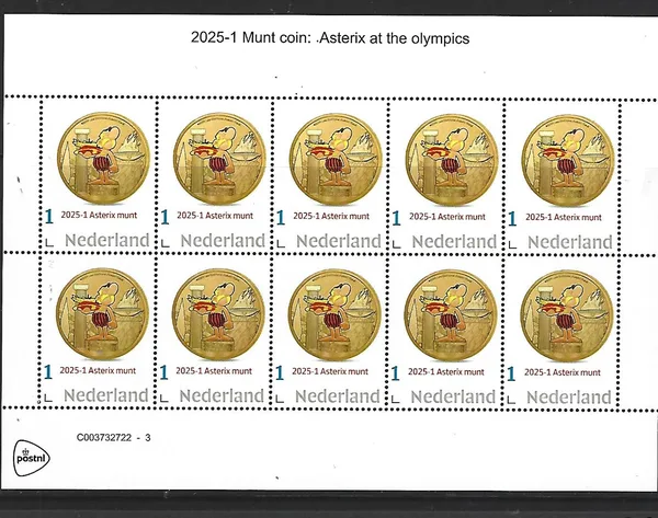 Nederland 2025-1 Munt Coin France Asterix at the Olympics sheetlet postfris/mnh