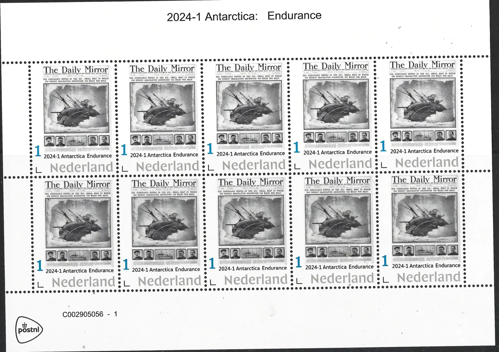 Netherlands 2024-1 Antarctica: Sinking of the Endurance vel-sheetlet MNH