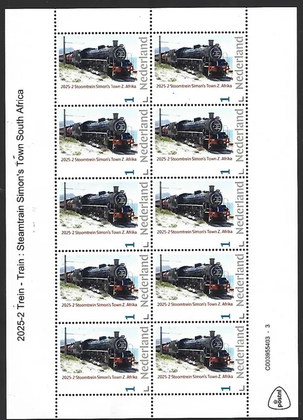 Netherlands 2025-2 Train: Steamtrain Simon's Town South Africa sheetlet MNH