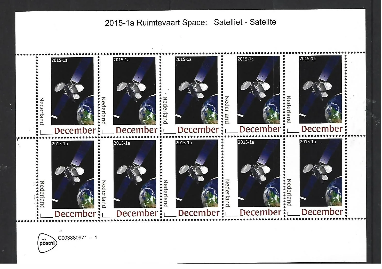 Niederlande 2015-1a Raumfahrt Space: Satellit Nachdruck-Blöckchen postfrisch/mnh
