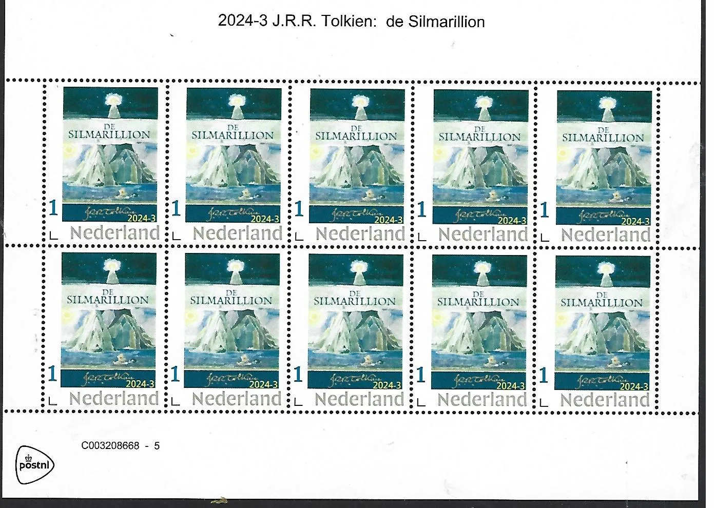 Pays-Bas 2024-3 JRR Tolkien 1892-1973 Silmarillion feuillet neuf/nm