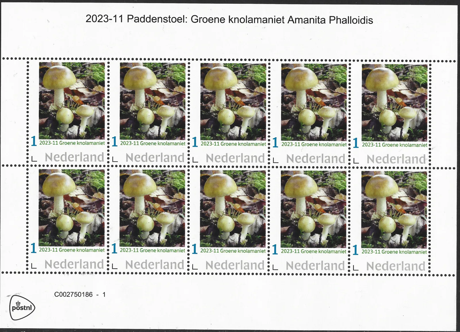 Niederlande 2023-11 Pilze Grüner Knollenblätterpilz Blockausschnitt postfrisch/mnh