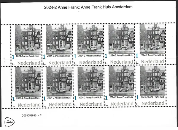 Nederland 2024-2 Anne Frank: Anne Frank Huis WWII sheetlet postfris/mnh