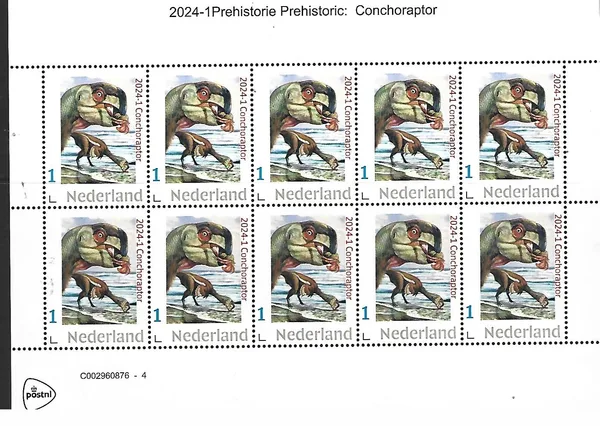 Nederland 2024-1 Prehistorie prehistoric: Conchoraptor vel-sheetlet postris/mnh
