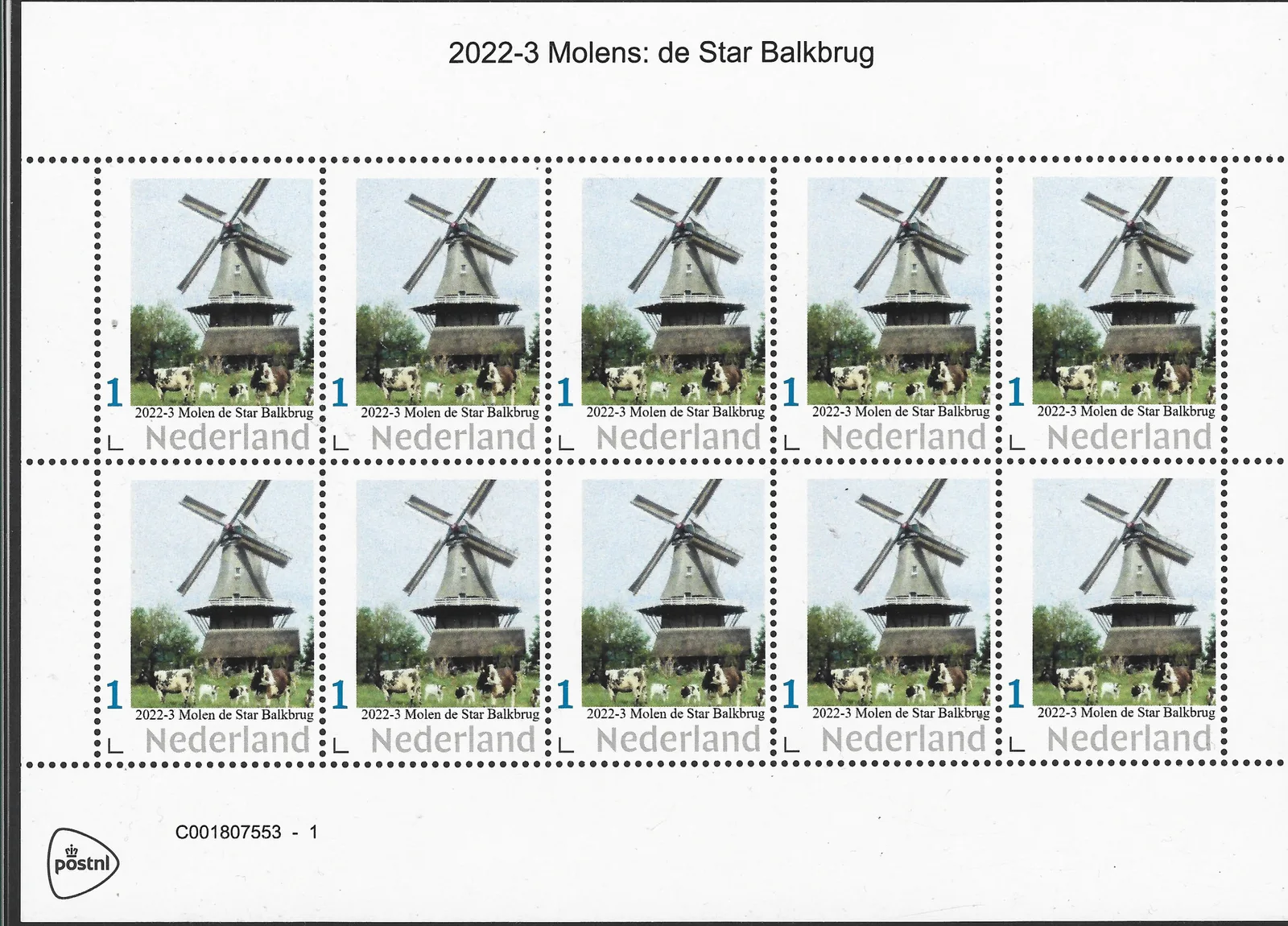 Niederlande 2022-3 Mühle Windmühle de Star Balkbrug Heftchen postfrisch/mnh