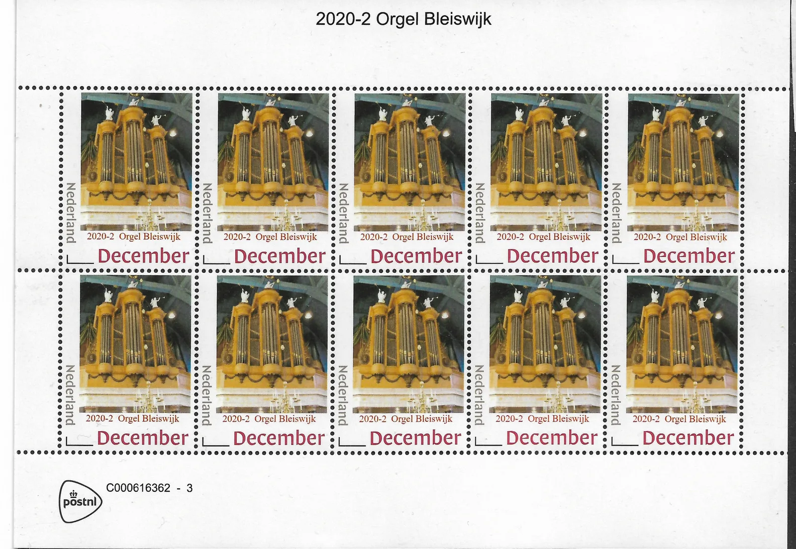 Pays-Bas 2020-2 Orgue Bleiswijk feuillet neuf/mnh
