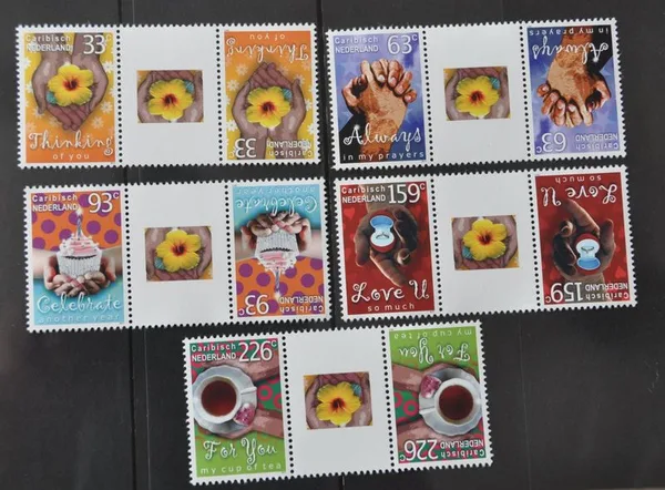 Caribisch Nederland 7a-11a Wensenzegels 2011 brugparen/gutterpairs postfris./mnh