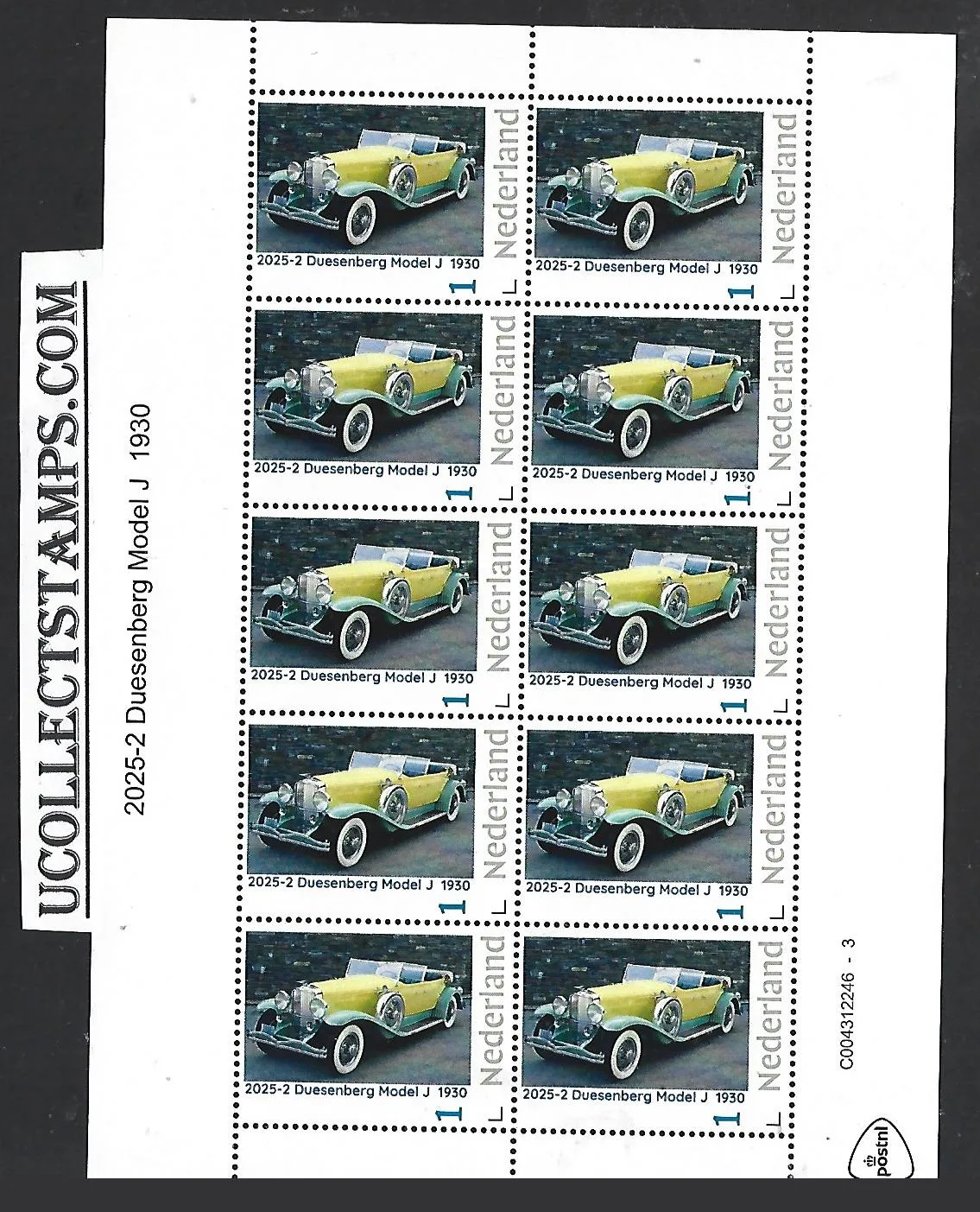 Nederland 2025-2 Oldtimer Car; Duesenberg Model J 1930 sheet postfris/mnh