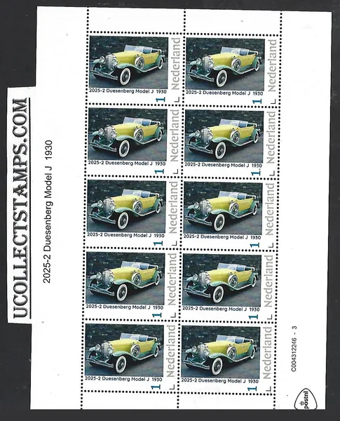 Netherlands 2025-2 Oldtimer Car; Duesenberg Model J 1930 sheet MNH