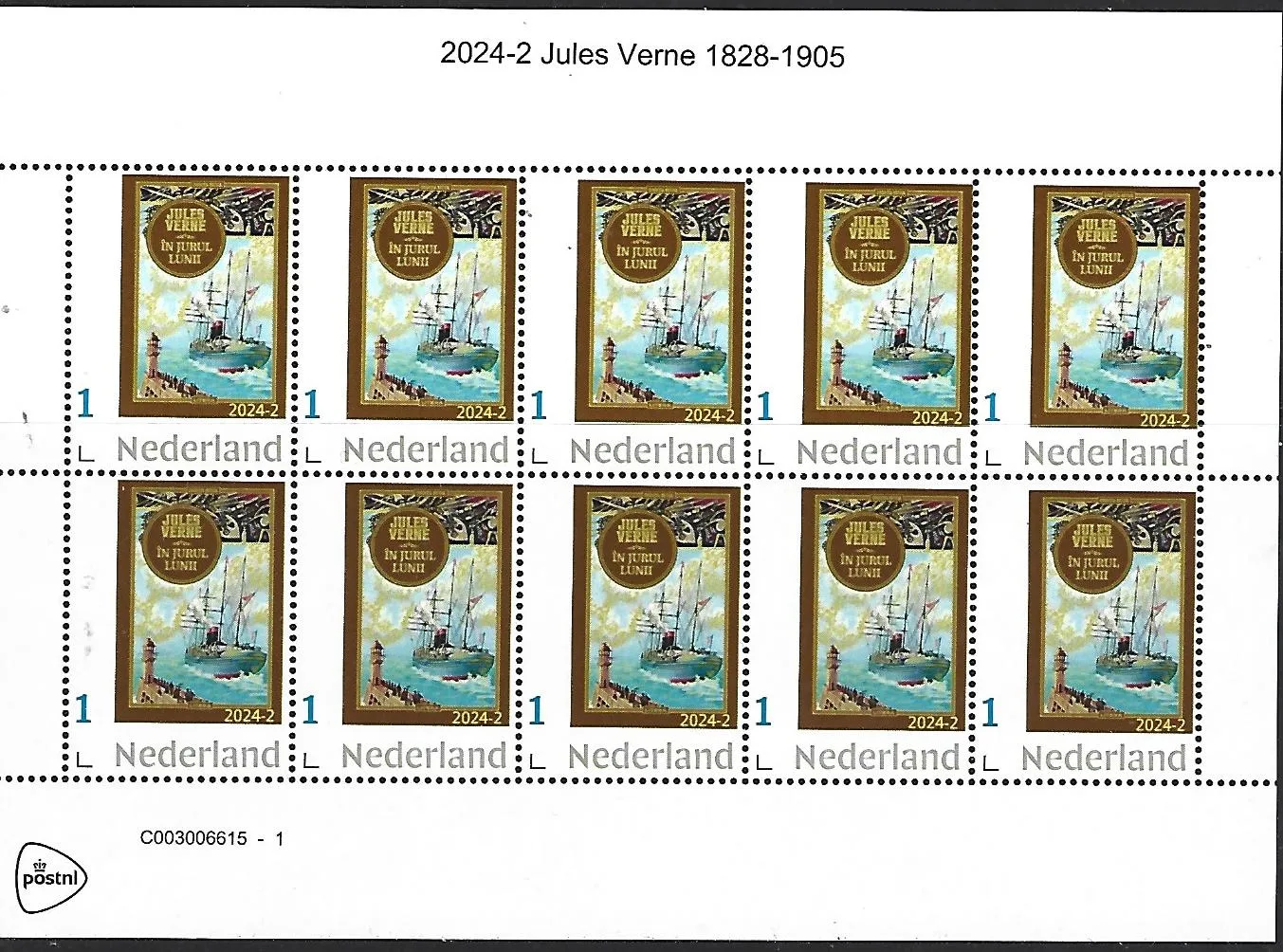 Niederlande 2024-2 Jules Verne Jurul Lunni vel-Sheetlet 1950 postfrisch/ungebraucht