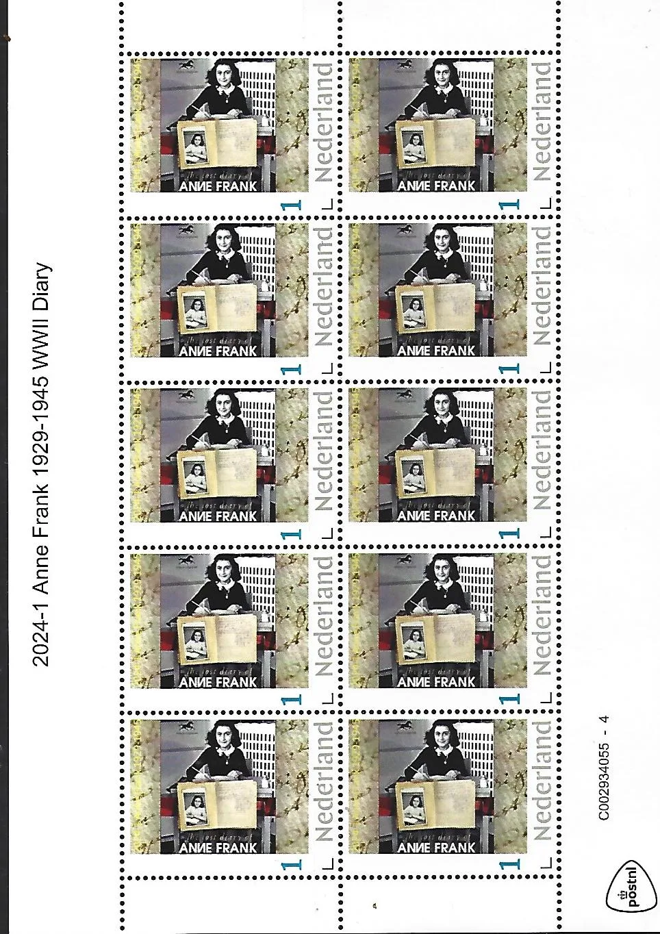 Niederlande 2024-1 Anne Frank 1929-1945 WWII Vel-Sheetlet postfrisch/mnh