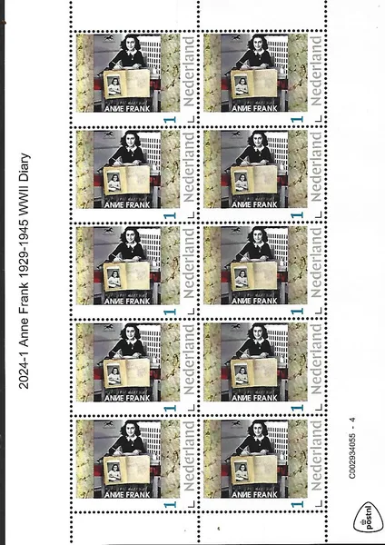Netherlands 2024-1 Anne Frank 1929-1945 WWII sheet MNH