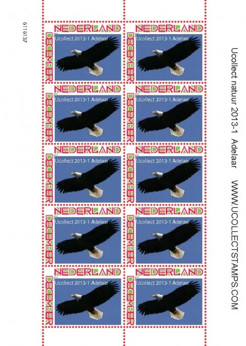Pays-Bas 2013 Ucollect Natuur 2013-1 Aigle velletje/sheetlet de 10 postfris/mnh