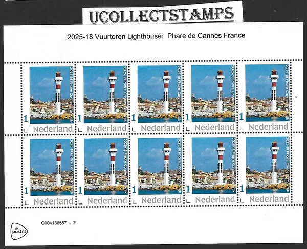 Nederland 2025-18 Vuurtoren Lighthouse: Phare de Cannes France sheet postfris/mnh