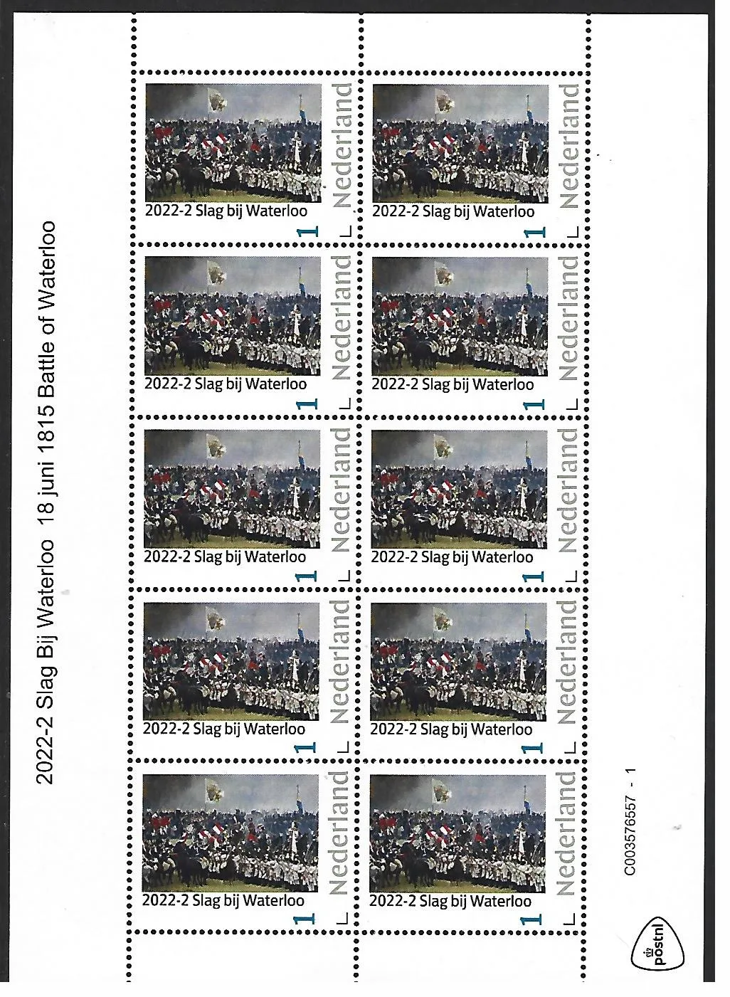 Niederlande 2022-2 Schlacht von Waterloo 18. Juni 1815 Folienblatt postfrisch/mnh