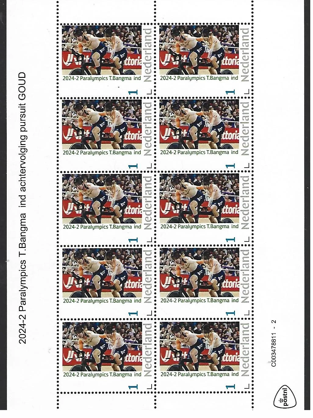 Niederlande 2024-2 Paralympics T Bangma Cycling Pursuit Kleinbogen postfrisch/mnh