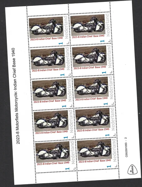 Nederland 2023-8 Motorfiets -Motorcycle Indian Chef Base 1940 vel-sheetlet postfris/mh
