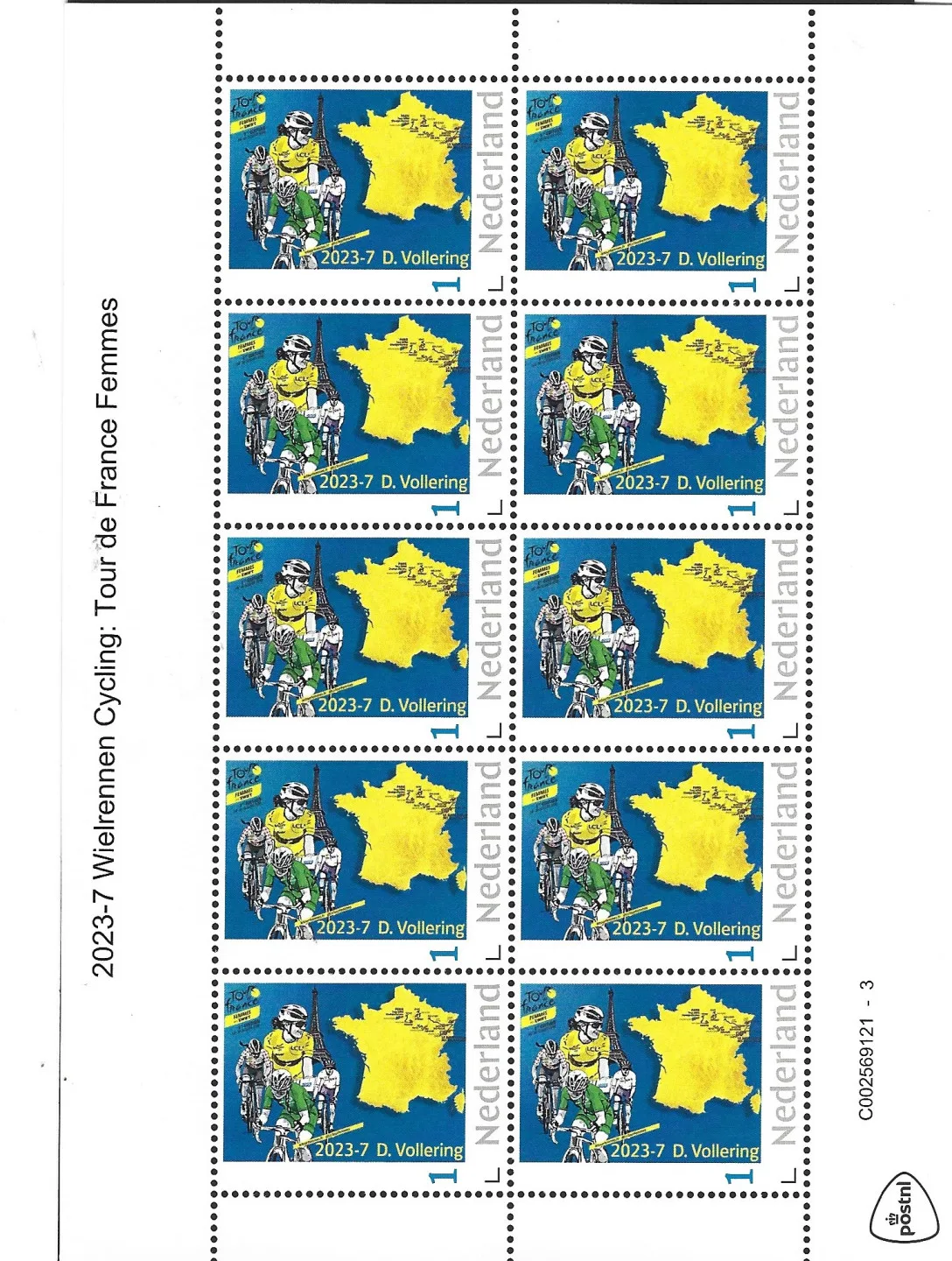 Pays-Bas 2023-7 Tour de France Femmes gagnante D. Vollering feuille de vélo neuf