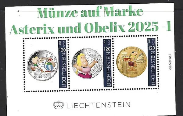 Liechtenstein 2025-1 Coin Asterix Obelix on stamp m/spostfris/mnh
