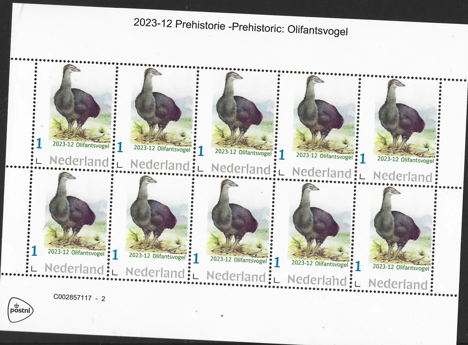 Niederlande 2023-12 Vorgeschichte – Elefantenvogel Bogen postfrisch/mnh