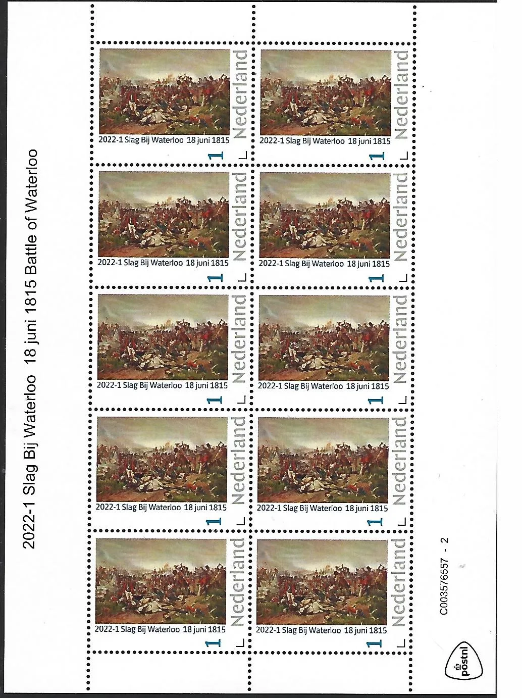 Niederlande 2022-1 Schlacht von Waterloo Bogen postfris/mnh