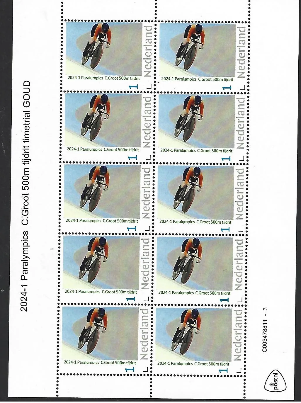 Niederlande 2024-1 Paralympics C Großbritannien Radsport Einzelzeitfahren Blockmarke postfrisch/mnh