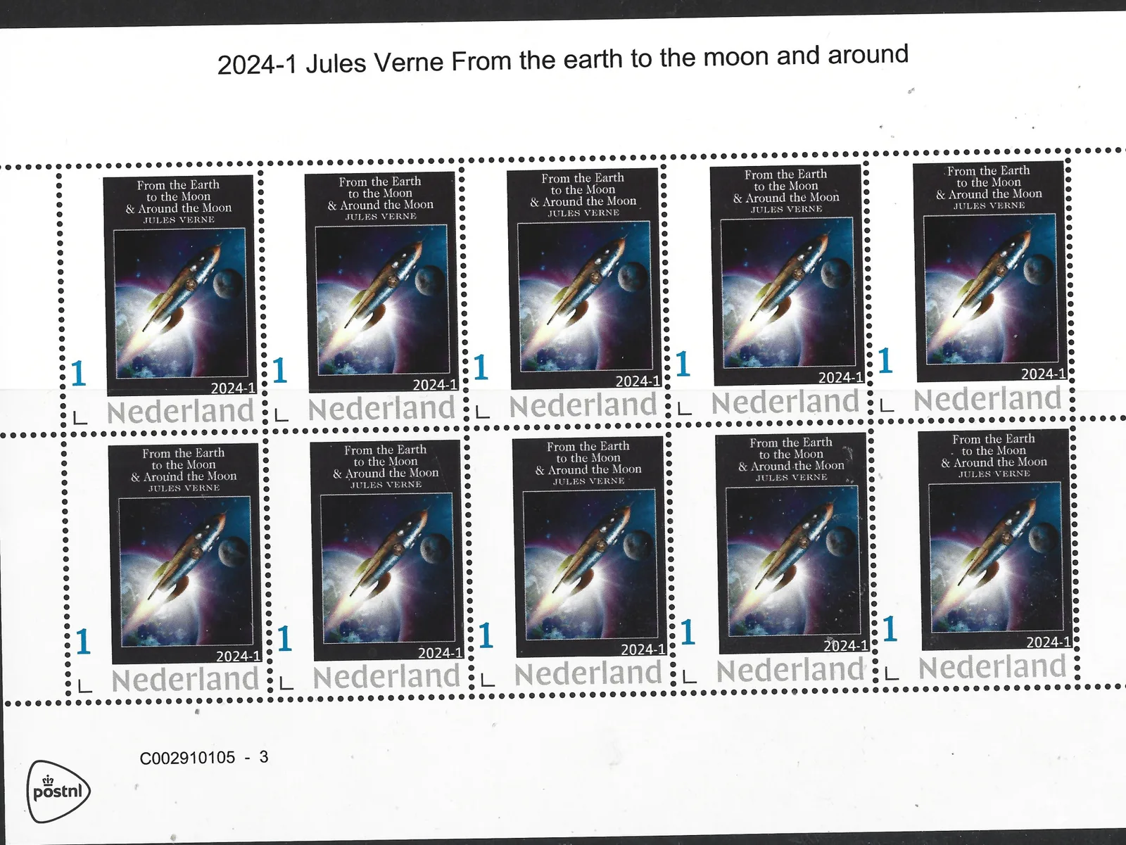 Niederlande 2024-1 Jules Verne Reise zum Mond postfrisch/gestempelt