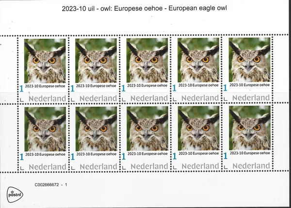 Nederland 2023-10 Uilen - Owls: Laplanduil Great Grey Owl vel-sheetlet postfris/mnh