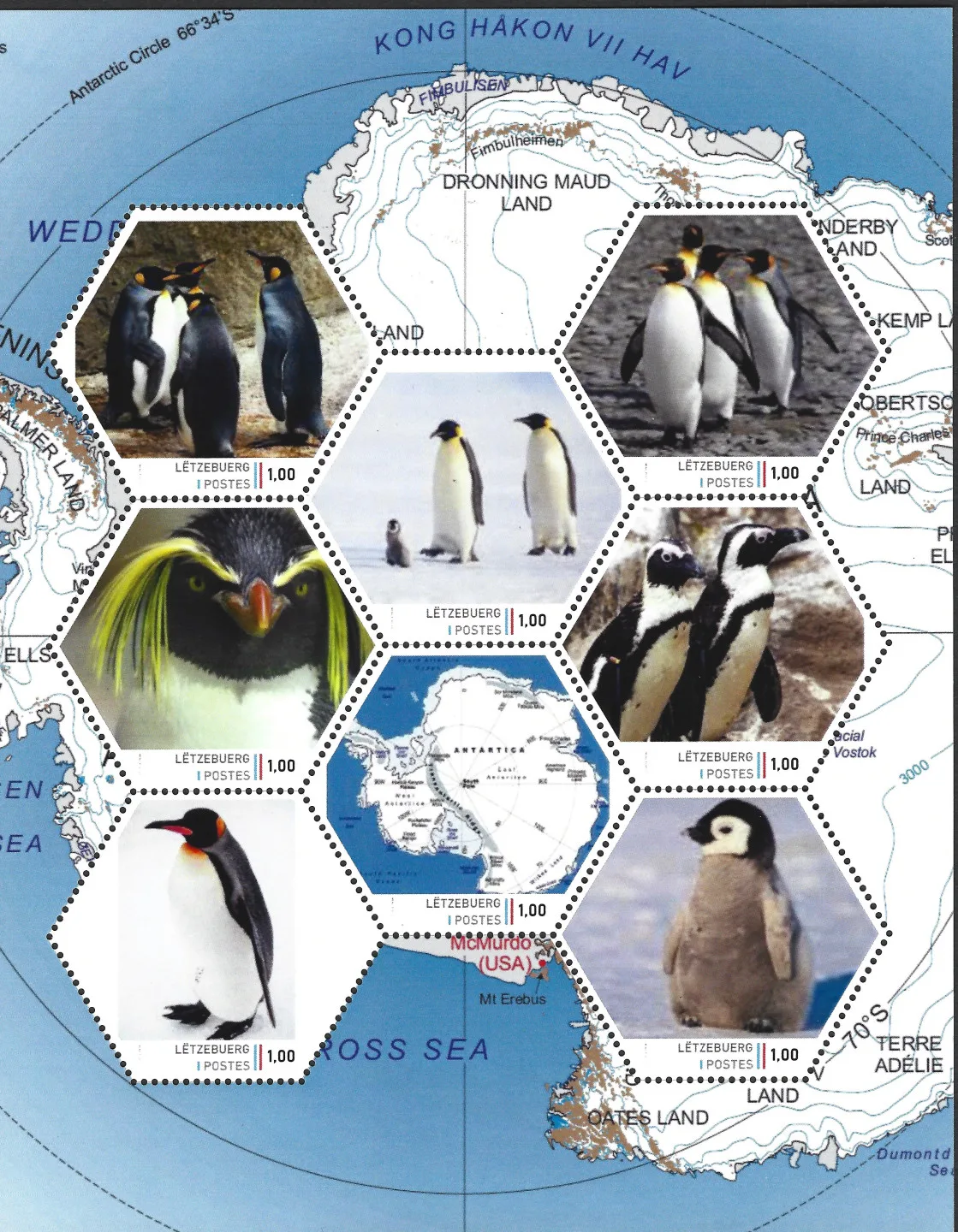Luxembourg 2023 Antarctic 1 Penguins vel-sheetlet MNH