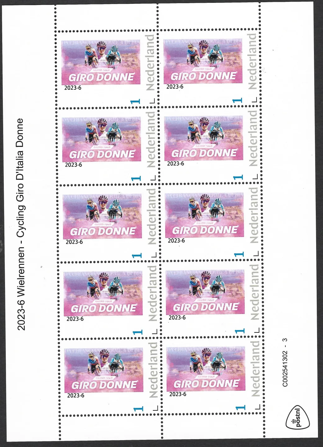 Pays-Bas 2023-6 Cyclisme Cycling Giro D'Italia Donne feuille de timbres neuf/mnh