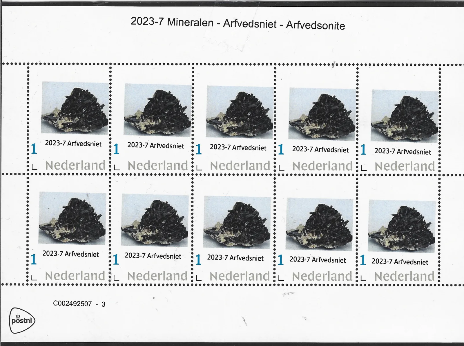 Pays-Bas 2023-7 Minéral - Arfvedsonite carnet neuf/mnh