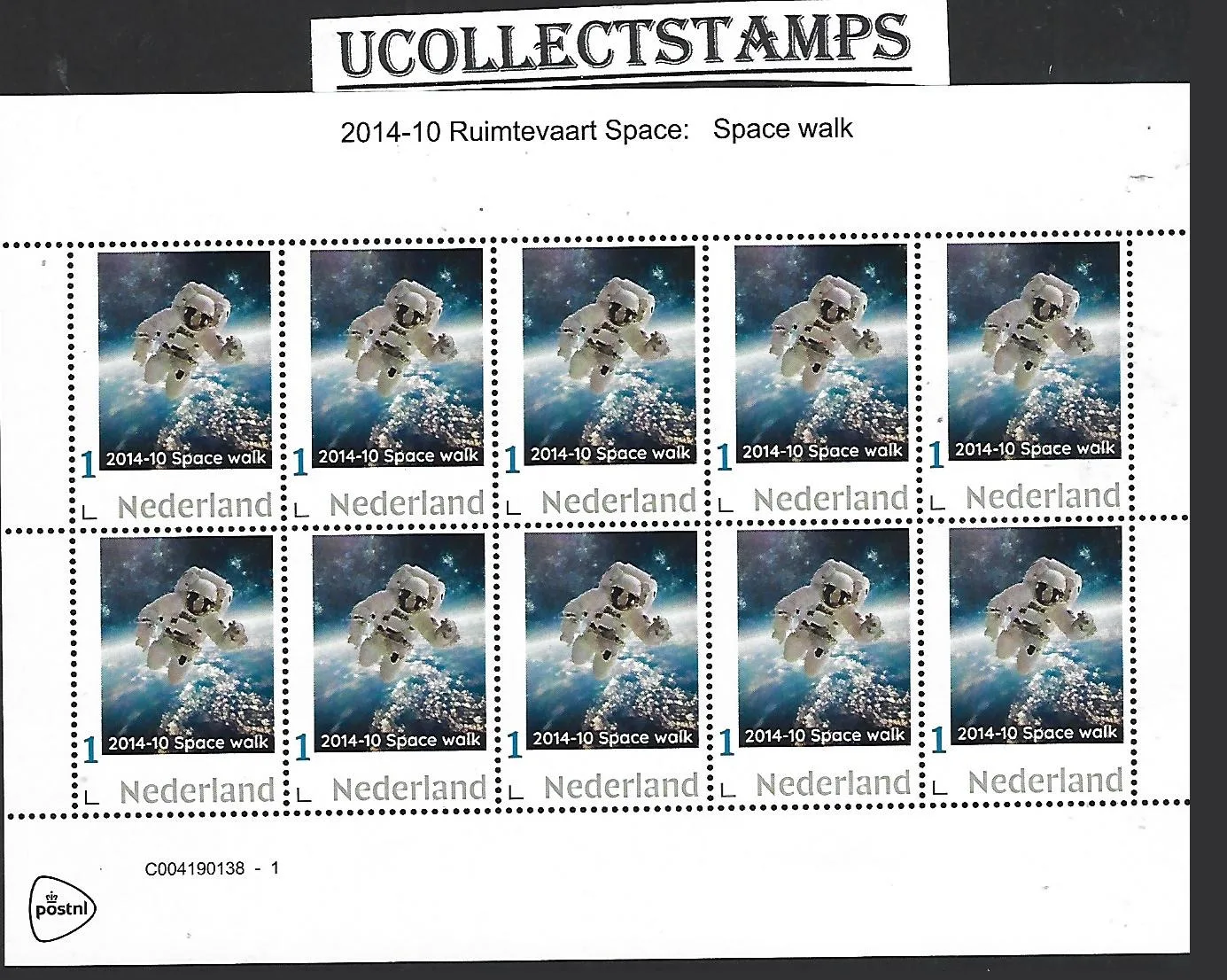 Pays-Bas 2014-10 Voyages spatiaux Space: Sortie spatiale feuillet neuf/mnh